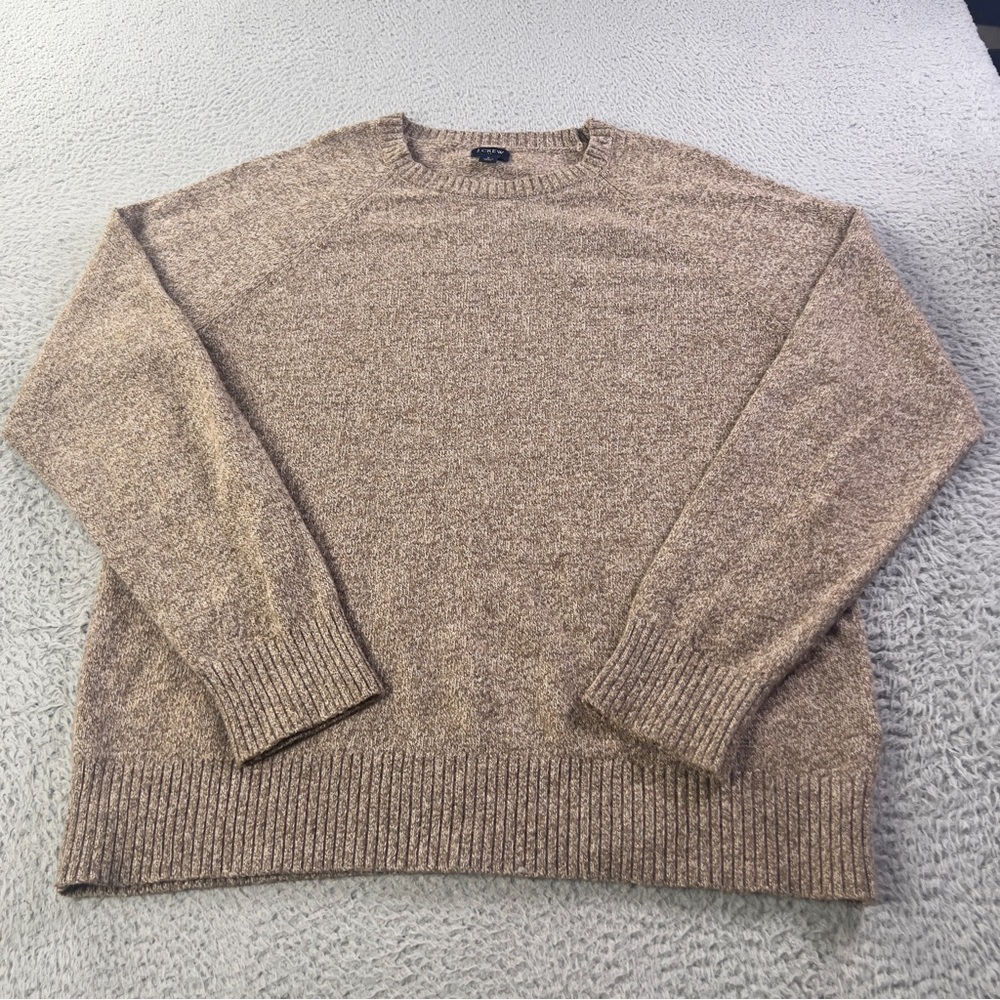 J Crew Sweater Mens Large Brown Crewneck Supersoft Lambswool Blend Preppy